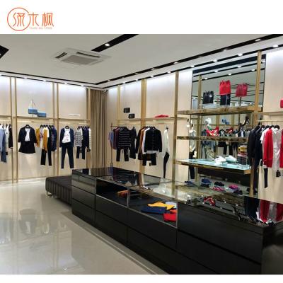 China Fashion custom luxury clothing boutique display furniture led light clothing display rack garment store for sale