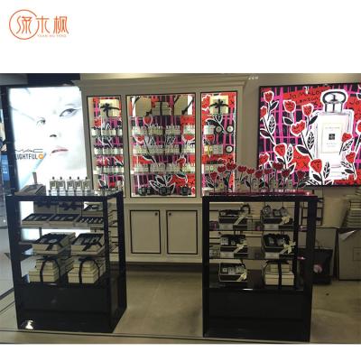 China Modern Custom Logo Design Factory Supply Tempered Glass Perfume Display Cabinet Aluminum Glass Showcase Popular for sale