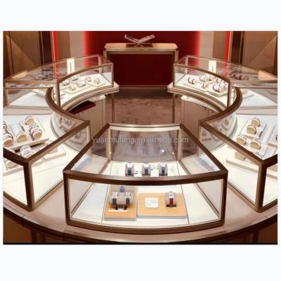 China Luxury Morden Jewelry Showcase Cabinet Gold Display Showcase For Shopping Mall Jewelry Store for sale