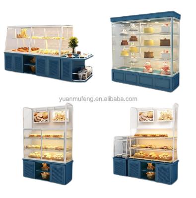 China Customized Shopping Mall Showcase For Bakery Shop Bread Display Racks Wooden Showcase Display Stand for sale