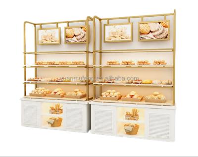 China Popular Modern Mall Bakery Showcase Bread Display Racks Wooden Showcase Display Stand For Bakery Store for sale