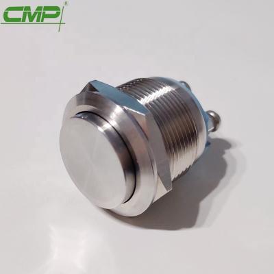 China Stainless Steel Wire Diameter 22mm Convex Body Waterproof Metal Momentary Switch 5A/250V for sale