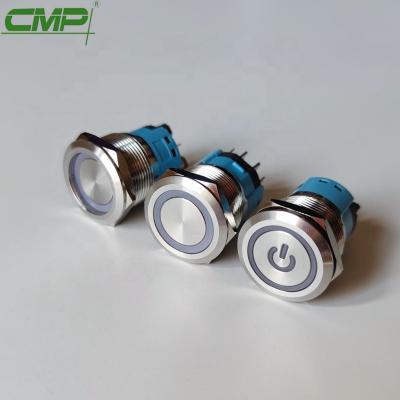 China Heavy Current 15A Stainless Steel CMP 22mm Metal Push Button Switch for sale