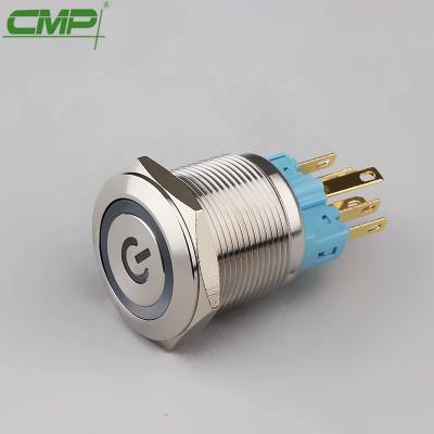 China Stainless Steel CMP Metal Push Button 22mm With Illuminated Power Symbol for sale