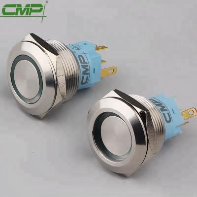 China Stainless Steel For 22mm Momentary Button With LED CMP IP67 22mm Hold Down Waterproof Metal Illuminated Push Buttons Switch for sale