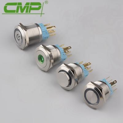 China Stainless Steel CMP 22mm Waterproof Red Momentary Stainless Steel LED Push Button Switch for sale