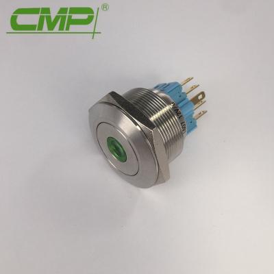 China Stainless Steel CMP 28mm Point 24v LED Latching Switch for sale