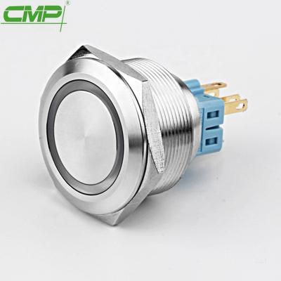 China CMP 30mm metal stainless steel automotive push button switch copper plating stainless / with 12v illuminated led offroad car colors for sale