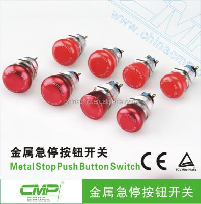 China Aluminum CMP waterproof 19mm red emergency stop mushroom button ip67 for sale