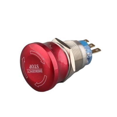 China 304 19mm or 22mm Red Head Waterproof Emergency Stop Switch Stainless Steel for sale