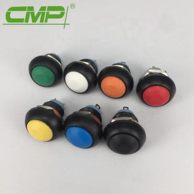 China Chrome 12mm Plastic Plated Stainless Or Copper Or CMP 1NO Momentary Plastic Colored Push Button for sale