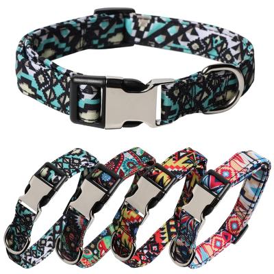 China DETACHED Pet Supplies Polyester Custom Heat Transfer Printing Luxury Dog Collar Metal Buckle for sale