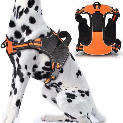 China Padded Outdoor Pet Accessories Custom Designers Non Pulling Reflective Adjustable Dog Harness Set for sale