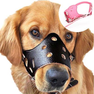 China BREAKOUT Eat Drink Free Pet Soft Muzzle Breathable Alti-bark Safety Dog Muzzle Adjustable Leather for sale