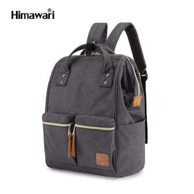 China Gray Canvas New Laptop Backpack Pocket Students USB Charging Anti Theft for sale