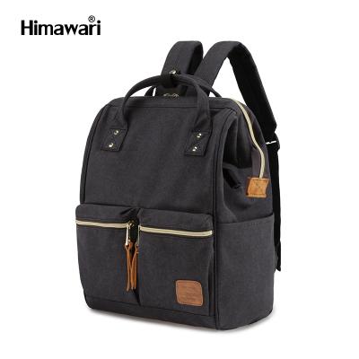 China Black New Canvas Laptop Backpack Pocket Students USB Charging Anti Theft for sale