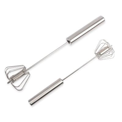 China Semi-automatic Type Revolving Viable Eggs Stainless Steel Push Beater Mixer Hand Push Egg Beater Press Beater for sale