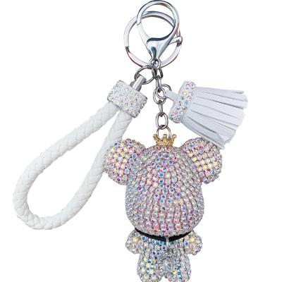 China Diamond Studded Bear Woven Key Chain Car Keychain FUR BALL KEY CHAIN ​​Women's Bracelet Crystal Key Rings Wallet And Keychains Key Chains for sale