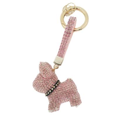 China FUR BALL KEY CHAIN ​​Bling Dog Key Chain Puppy Crystal Keychain Cute Diamond Keychain Dog Themed Fashion Gifts For Women Car Keys Girl Friend for sale