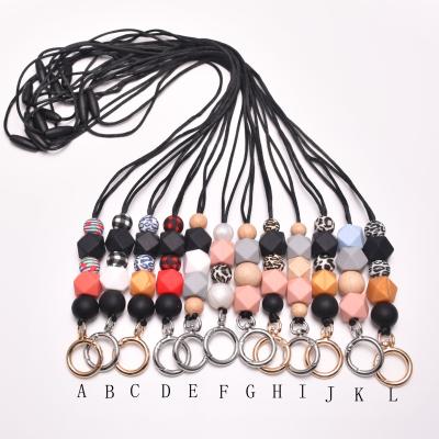 China 2021 Newest Colorful Silicone Beads Lanyard Teacher Student Master ID Badge Card Holder For Gifts for sale