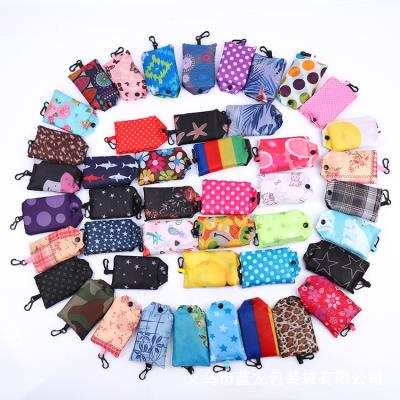 China Custom Folded Reusable Waterproof Folding 90T Polyester Gift Storage Bags Tote Shopping Bag Eco Friendly for sale