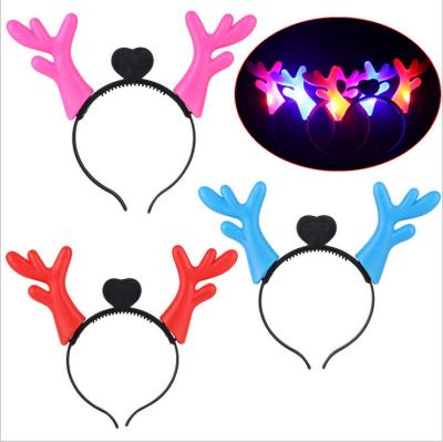 China Gift Light Up Antler Head Circle Hair Flashing Bands Led Christmas Head Bands for sale