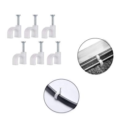 China Eco-friendly Steel Loop Home Supplies Steel Cable Clamp Round Nail Staples Clips Fixer Fastener Clip Holder for sale