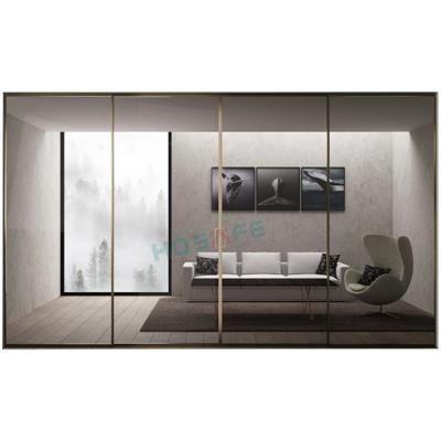 China Modern Open Double Track Partition Ultra Narrow Soundproof Glass Interior Double Frame Aluminum Sliding Doors For Living Room for sale