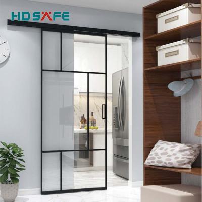 China Modern easy for installation black color villa interior office barn door madern sliding doors for modern home for sale