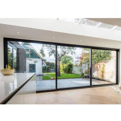 China Modern American Villa Large Panoramic Aluminum Slim Aluminum Double Glazed Sliding Patio Glass Doors Design for sale