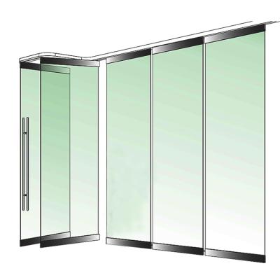 China Office Modern Folding Glass Protection Fall Door Partition Door Fittings and Stainless Steel Divide System Sliding Door for sale