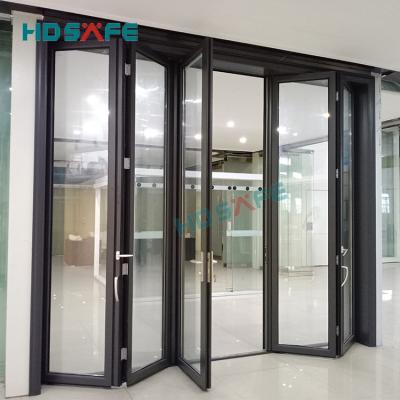 China Bi-fold Modern Exterior Aluminum Glass Folding Frame Sliding Door for sale