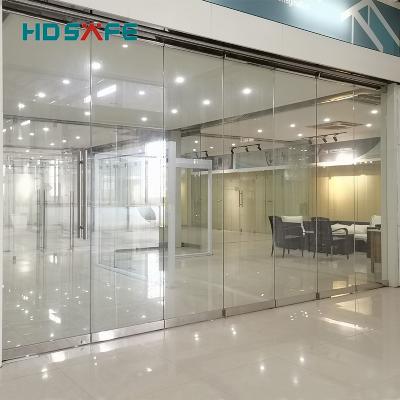 China Modern Commercial Office Partition Security Tempered Frameless Glass Interior Folding Doors Prices for sale