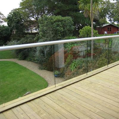 China Contemporary Outdoor Decking Balcony Pre-buried Balustrades Aluminum Low Glazed Shoe U-Channel Frameless Glass Railings Railings for sale