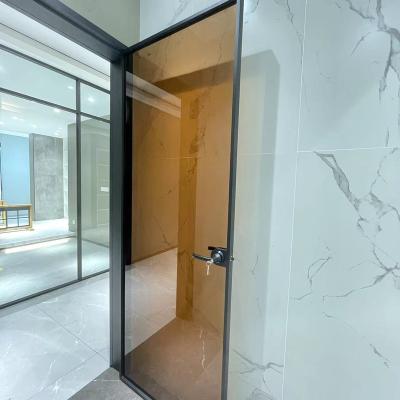 China 2022 New Sound Insulation Aluminum Frame Glass Swing Doors For Bathroom Frame Casement Custom Glass Door for sale