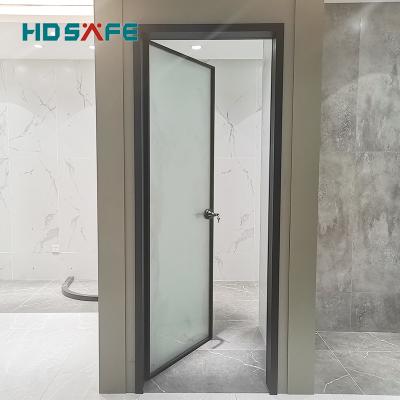 China HDSAFE design porcelain toilet modern aluminum kitchen decoration aluminum frame frosted glass single open swing door for sale