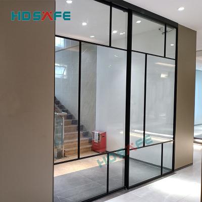 China HDSAFE Modern Aluminum Black Frame Tempered Glass Door Sensor Automatic Sliding Automatic Sliding Door System for sale