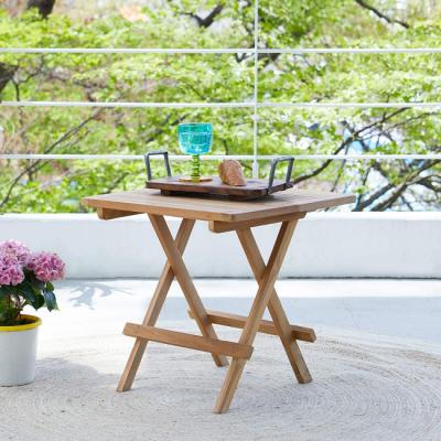 China Casual Think Environmental Protection Camping Durable Fireproof Natural Lightweight Square Wooden Folding Table for sale