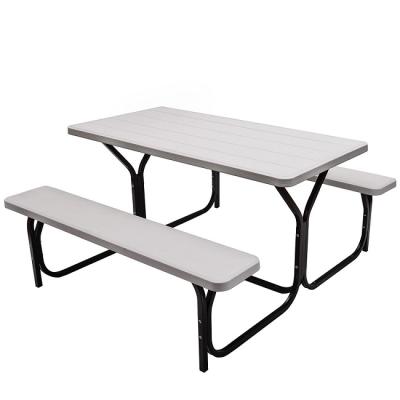 China Modern All Weather Resistant Sensitive Woodgrain Plastic Patio Folding Picnic Table Set For Outdoor Camping for sale