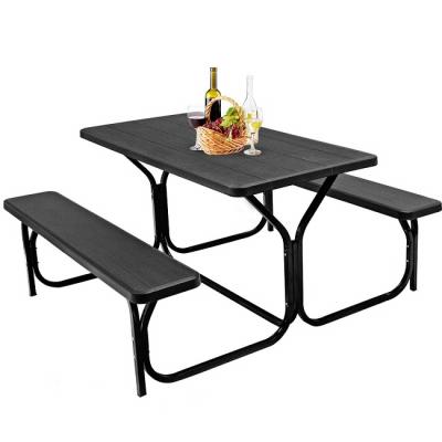 China Modern Strong Look Solid Woodgrain Camping Picnic Folding Stylish Table Set For Outdoor Backyark for sale