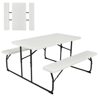 China Best Modern Popular Waterproof Scratch Resistant HDPE Board Outdoor Picnic Folding Table Bench Set For Garden Patio for sale