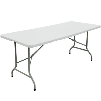 China Modern Outdoor 6FT In Half Events Wedding Rectangular White HDPE Plastic Folding Picnic Dining Table Popular for sale