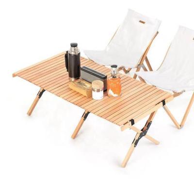 China Modern Outdoor Lightweight Rectangle Furniture Mini Beech Wood Folding Foldable Egg Roll Table Camping Picnic Furniture for sale