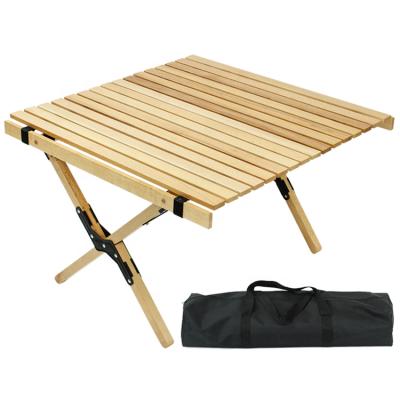 China Modern Outdoor Camping Egg Roll Folding Wooden Portable OEM Travel Hiking BBQ Beech Family Picnic Table for sale