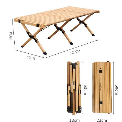 China Modern Portable Camping Table 120*60*45cm Cylinder Desk Wooden Folding Table for sale