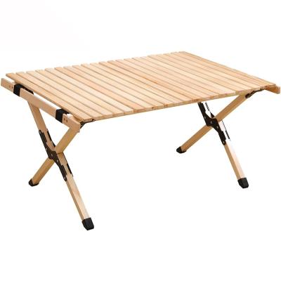 China 90cm Modern Camping Folding Wooden Side Table With Bag For Beach Garden BBQ for sale