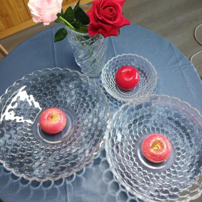 China Eco-Friendly Sustainable Machine Made Crystal Clear Glass Fruit Tray / Dish Engraved Glass Fruit Dish for sale