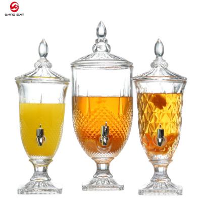 China Wholesale Home Decor Wedding Decoration Customized Clear Crystal Glass Iced Beverage Collection 4.5L Beverage Drink Dispenser for sale