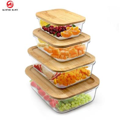 China Eco-Friendly 4 Piece Kitchen Value Microwavable Borosilicate Glass Meal Prep Set Airtight Lunch Box Food Storage Containers With Lid for sale