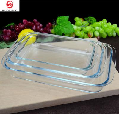 China Zhejiang Household Goods High Borosilicate Heat Resistant Rectangle Stocked Glass Baking Pan Plate Tray For Oven for sale